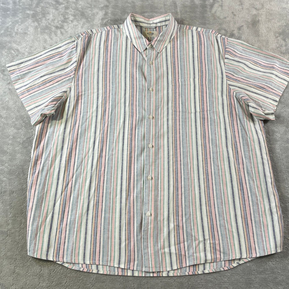 Marine Layer Shirt Mens XXL Striped Hemp Button Beach Vacation Summer Resort